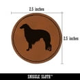 thumbnail image 2 of Borzoi Russian Wolfhound Dog Solid 2.5" Faux Leather Round Engraved Iron-On Patch - Brown, 2 of 6