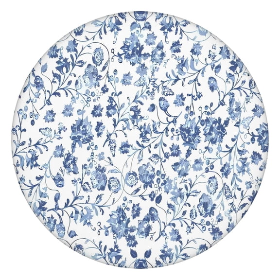 Pioneer Flower Floral Print Pattern Round Fitted Tablecloth with Elastic Edge,Dining Table Cover Waterproof,Outdoor Round Tablecloth for Camping,Dining,Indoor and Outdoor