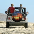 thumbnail image 6 of Camper Spare Tire Cover American Flag Sunset with Pine Trees Waterproof Sun Protection Happy Independence Day Tire Cover Fit for Trailers SUV Off-Road Vehicle Camper And Trucks 12inch, 6 of 8