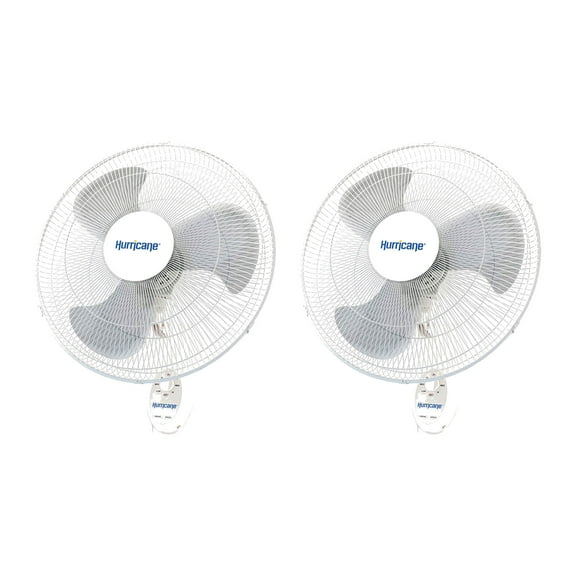 Hurricane Supreme 18 Inch 90 Degree Oscillating 3 Speed Wall Fan (2 Pack)