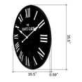 thumbnail image 4 of HLR 35.5” Farmhouse Large Shiplap Round Wall Clock with Roman Numeral for Living Room Decor, Black, 4 of 7