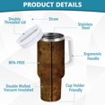 thumbnail image 2 of Yayeee 40oz Stainless Steel Tumbler with Straw and Handle Double-Wall Insulated Travel Water Bottle, Wood Grain, 2 of 8