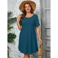 thumbnail image 2 of SHOWMALL Women's Plus Casual Dresses Short Swing Beach Sundress with Pockets 4X Indigo Blue, 2 of 7