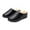 Black, variant on Luxalzxs Winter Warm PU Leather Slippers Slip-on Soft Bottom Anti-Skid Cotton Slippers Indoor Outdoor House Slippers