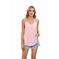 thumbnail image 3 of Eyelet Sleeveless Camisole Casual Spaghetti Strap Pink L, 3 of 9