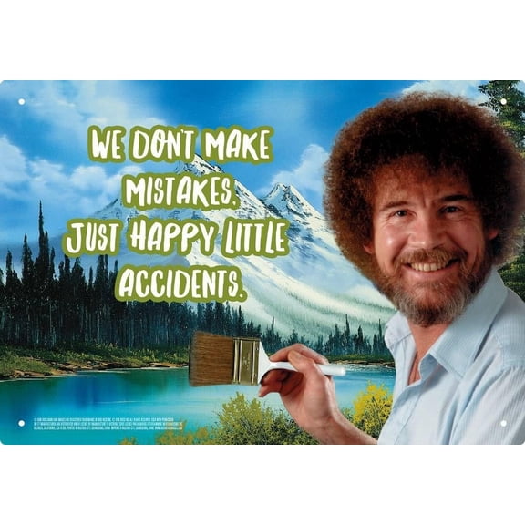 Bob Ross "Happy Little Accidents" 8" x 11.5" Tin Sign