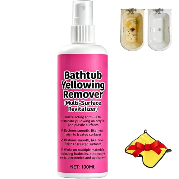 Bathtub Yellow Stain Remover, Bathtub Stain Remover Heavy Duty, Instantly Brightens Aged Plastics & Acrylics. Fast‑acting, No Scrubbing. Restore Like‑new Shine