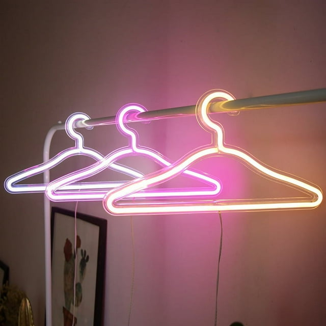 Pink LED Neon Hanger Light: USB-Powered Creative Decor for Weddings, Proposals, Photo Shoots & Room Ambiance – Compact, Energy-Efficient Ambient Lighting for Romantic & Vibrant Settings