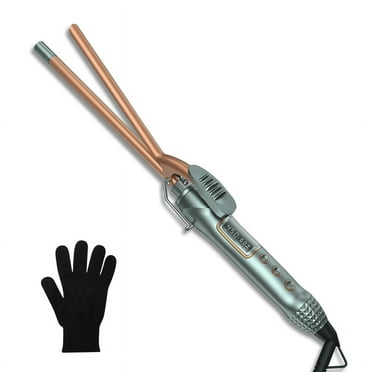 KIPOZI Professional 3/8" Small Hair Curling Wand, Long Barrel Curling Iron for Short & Long Hair, Ceramic Small Wand with 15 Adjustable Temperature Setting, Dual Voltage, Include Heat Resistant Glove
