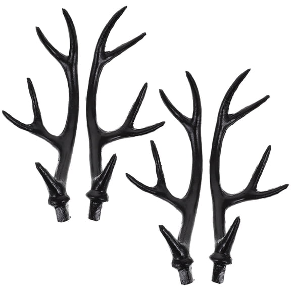 SWETRACE 2 Pairs Black Plastic Deer Antler Accessories for Carnival, Party, Costume, Holiday Event Decorations