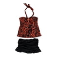 thumbnail image 2 of Island Escape Womens Printed Ruffle Skirtini 2 Piece Tankini, Orange, 6, 2 of 2