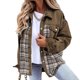 thumbnail image 1 of Puntoco Moda Mujer Bolsillos casuales Impreso Manga larga tops Chaqueta Abrigo a cuadros Puntoco Puntoco-3225, 1 of 9