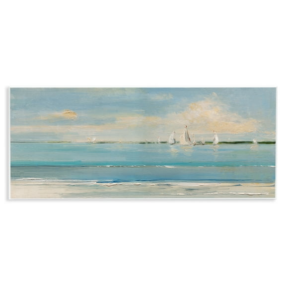 Stupell Industries Distant Painterly Sailboats Nautical & Beach Painting Unframed Art Print Wall Art, 17 x 7