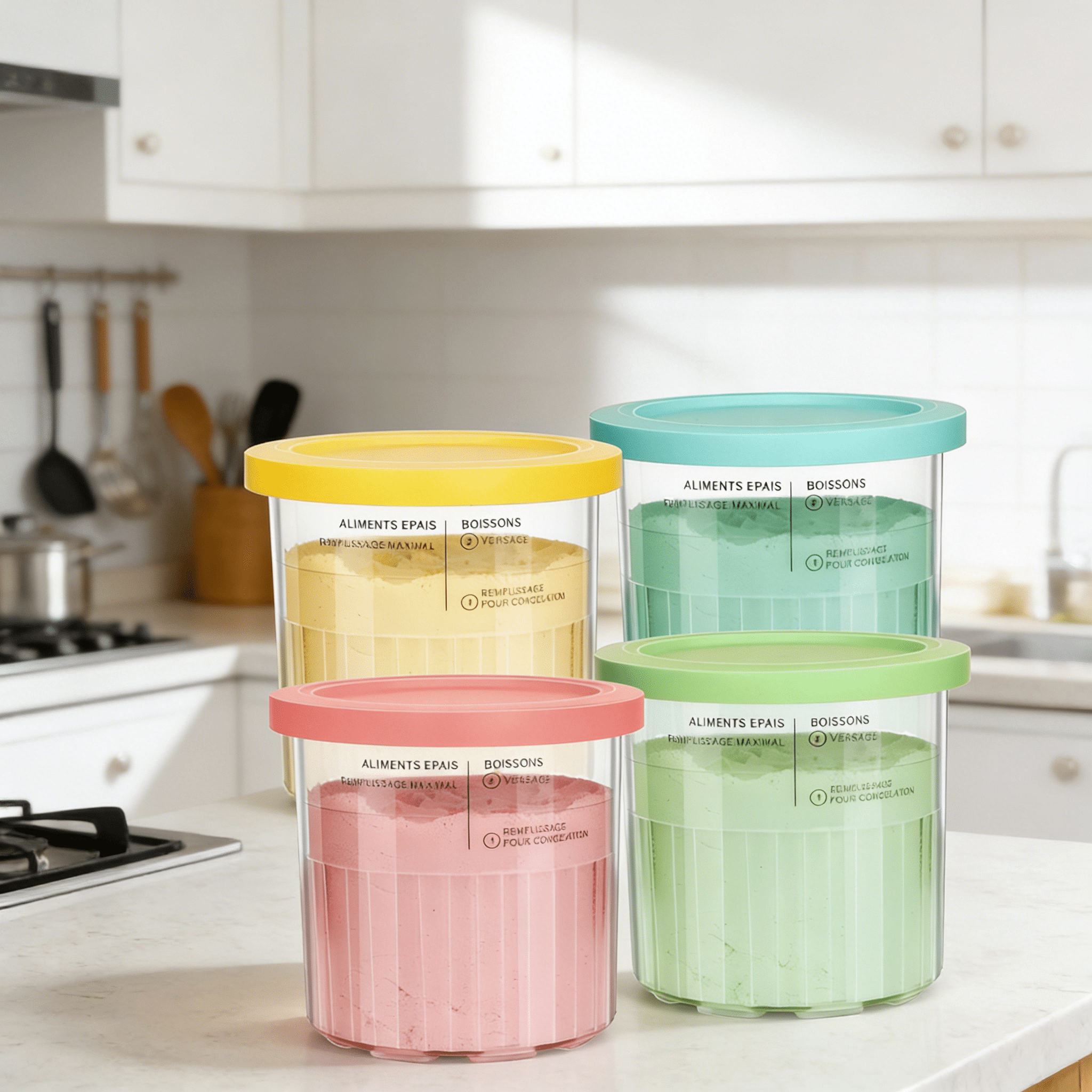 ACDANC 2026 New Compatible 24Oz Pints and Lids,Bpa-Free,Dishwasher Safe Ice Cream Containers,11-In-1 Xl Family Size Storage Containers for Ice Cream Maker for Freezer, Kitchen, Party, Dessert Storage