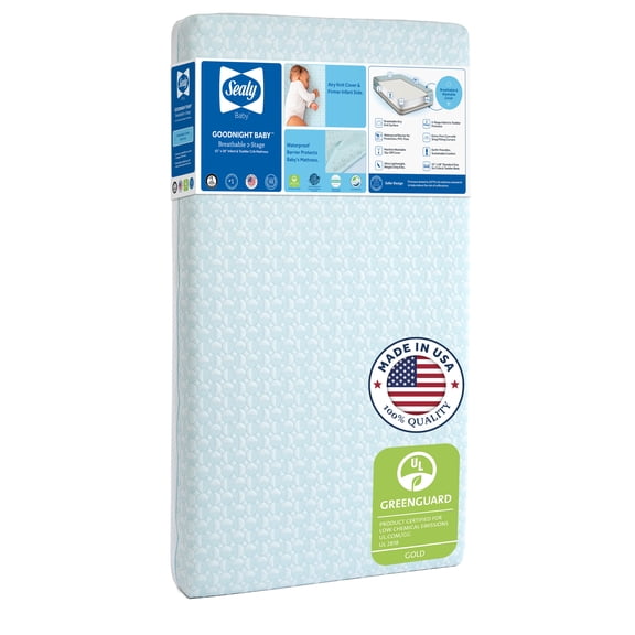 Sealy Goodnight Baby Breathable Firm 2-Stage Infant and Toddler Crib Mattress