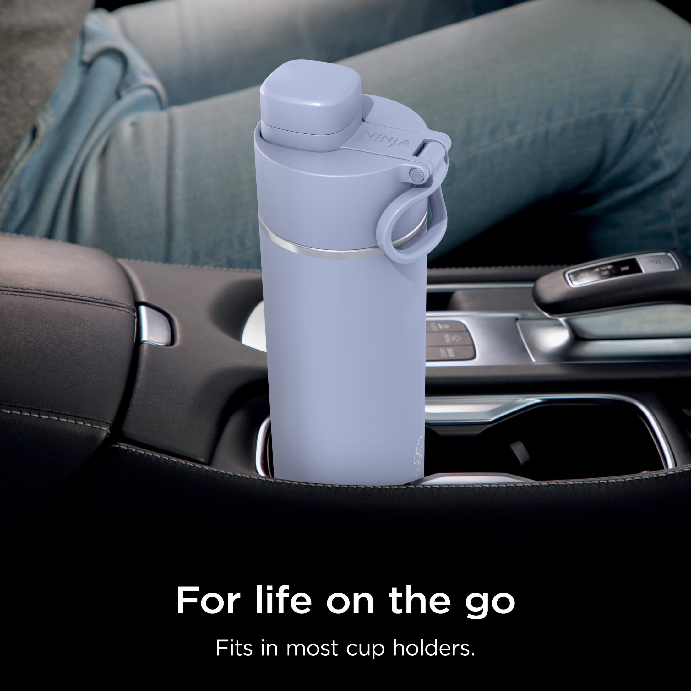 Ninja Thirsti 24oz. Travel Water Bottle, Stainless Steel Tumbler for Carbonated Drinks, Purple