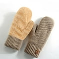 thumbnail image 2 of DHFJKG Womens Winter Knitted Mittens Thermal Insulation Thick Warm Fuzzy Lining Solid Color Cozy Mitten, 2 of 7