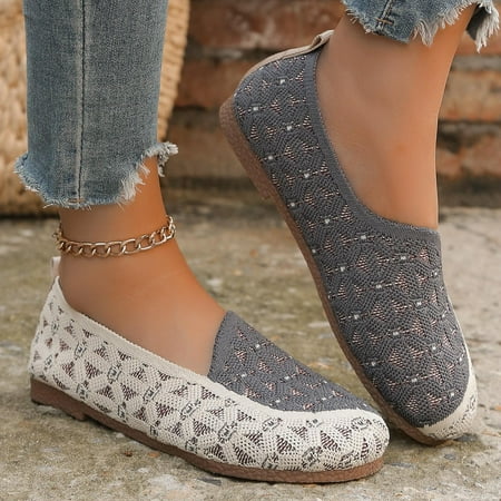 

Daznico Loafers for Women Women Casual Shoes Fashionable Pattern Color Blocking Mesh Breathable Flat Bottom Comfortable and Non Versatile Shoes for All Seasons(Color:Grey Size:US 6.5)