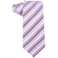 thumbnail image 3 of Scott Allan Pink and Gray Mens Tie | Classic Stripe Microfiber Necktie Regular Size 3.3" at Tip, 3 of 7
