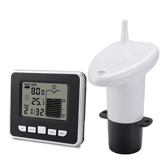 Wireless Water Level Indicator Gauge Water Tank Sensor Liquid Level Sensor Digital Thermometer Clock Water Level Meter