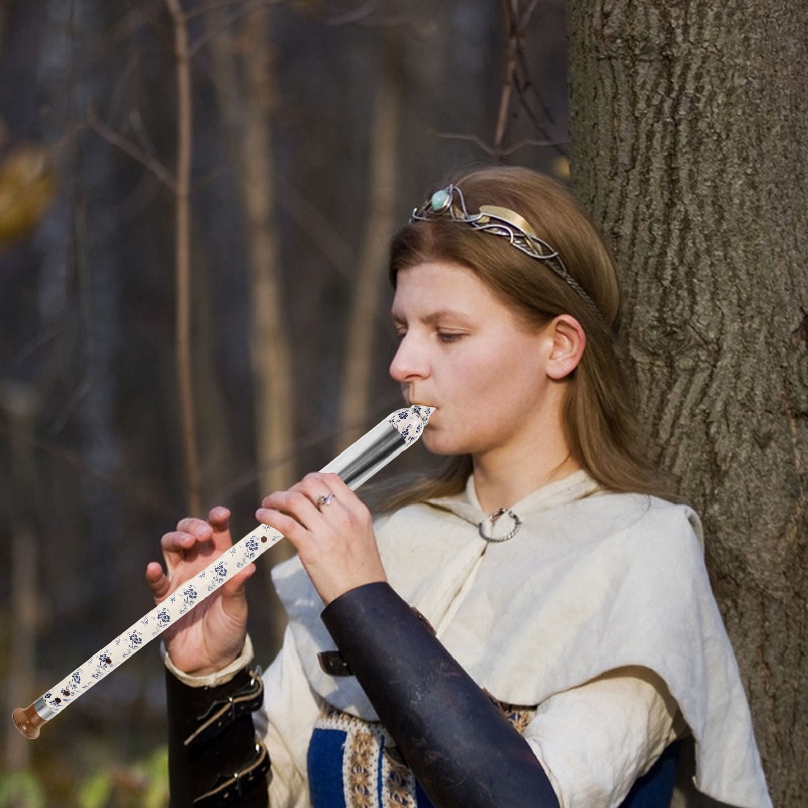 RENACLIPY Sky Ethnic Vertical Bawu Flute and Stainless Steel G Tuning Detachable Musical Instrument for Decor