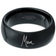 thumbnail image 2 of Tungsten Mom Typography Writing Band Ring 8mm Men Women Comfort Fit Black Dome Polished, 2 of 4