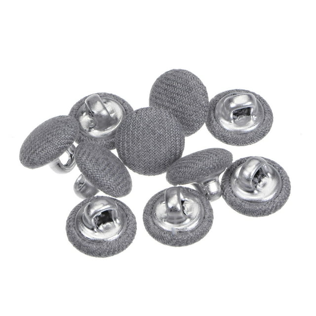 Unique Bargains 10pcs 16L Fabric Cloth Covered Button 10mm Round Metal Shank Sewing Buttons for Suits Dress Blouses, Grey