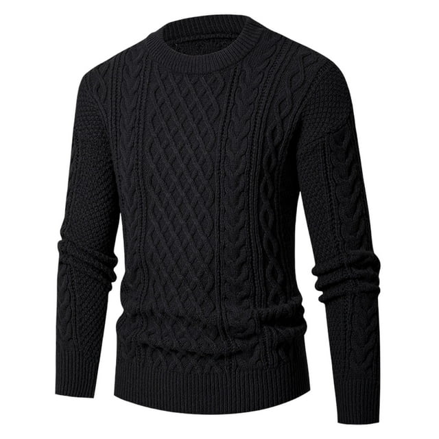 Styesk Mens Sweater Solid Color Pullover Sweater Comfy Soft Oversized Sweater Casual Loose Sweaters with Ribbing Edge Cable Knit Crewneck Sweater