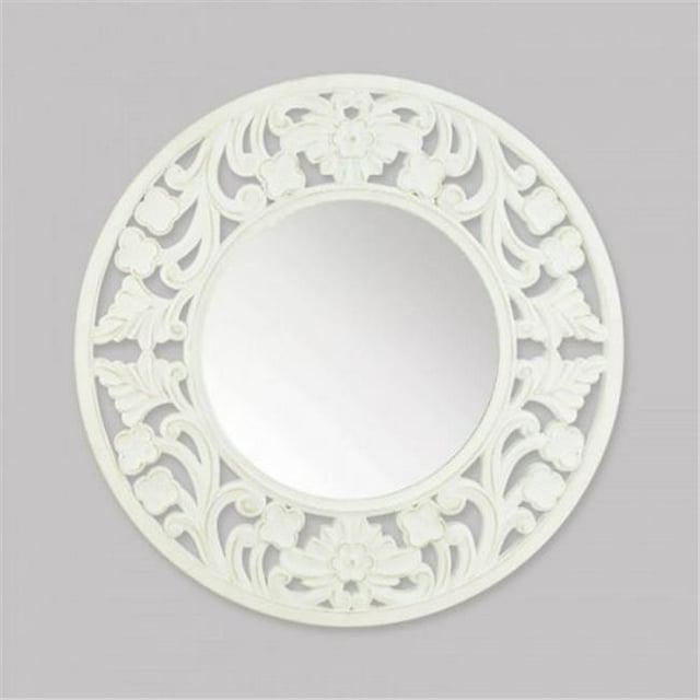 Accent Plus 10018920 Miroir Mural Rond Sculpté&44; Blanc