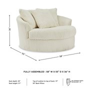 Signature Design by Ashley Lindyn Oversized Swivel Fabric Accent Chair in Ivory