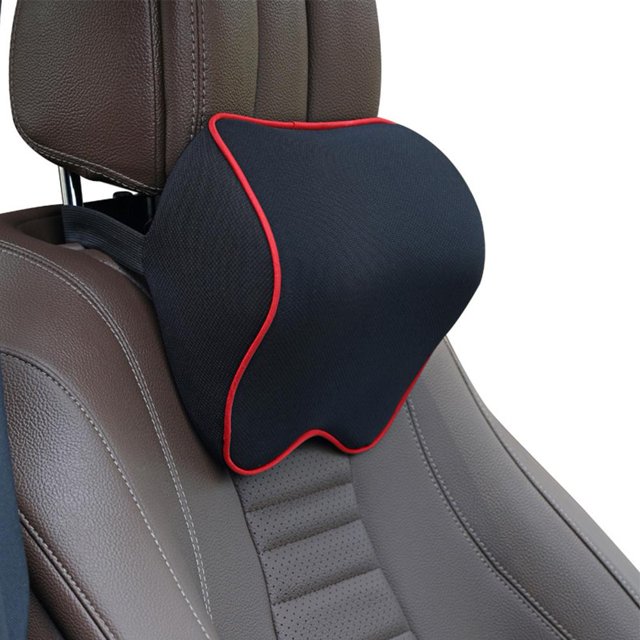 Cojín para la espalda del coche, almohada cómoda, accesorios para automóviles (borde rojo negro)