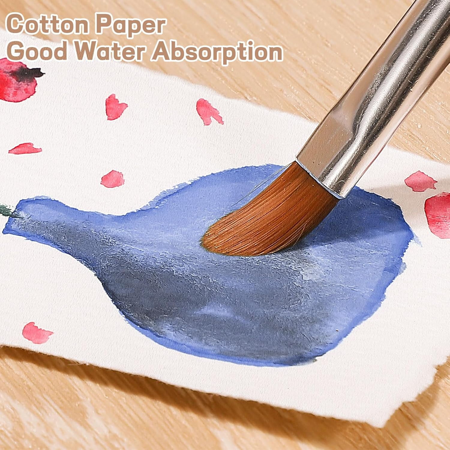 25 Sheets Watercolor Paper, 300 GSM Deckled Edge Paper 4 x 6 inch Rough/Textured Handmade Paper Cotton Paper White Textured Papers for Watercolors, Wedding Invitations, Cards, Crafts