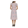 thumbnail image 2 of TOMMY HILFIGER Womens White Striped Flutter Sleeve V Neck Midi Wear To Work Fit + Flare Dress 2, 2 of 5