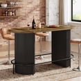 thumbnail image 6 of Finmind 59" Oval Bar Table, Industrial Counter Height Pub Table with Metal Footrest, Large Home Bar Unit for Living Room, Rustic Brown & Black, 6 of 8