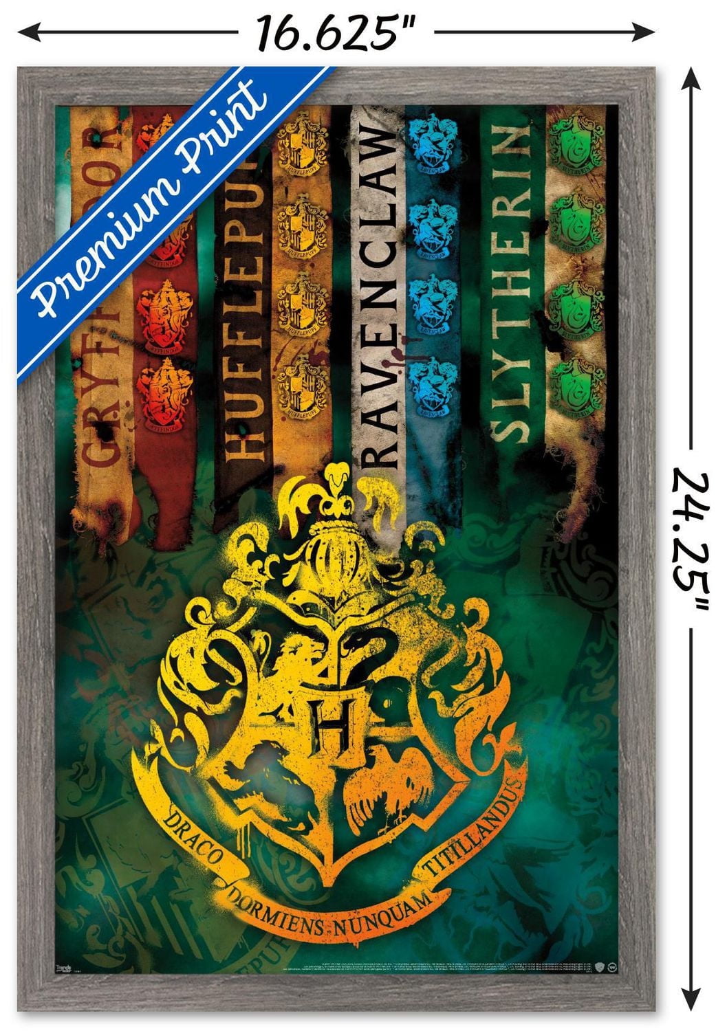 The Wizarding World: Harry Potter - House Crests Wall Poster, 14.725" x 22.375"