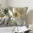 thumbnail image 6 of Xecao Elegant Ivory Flower Print Soft Velvet Decorative Throw Pillow Covers, Square Cushion Cases for Bed, Sofa, Living Room, Car, and Indoor Outdoor Use-18"x18", 6 of 8