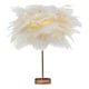 thumbnail image 2 of Lámpara de mesa de plumas con control remoto, luz USB, apliques de tocador para porche, decoración, iluminación blanco, 2 of 9