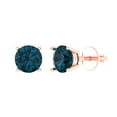 thumbnail image 2 of 1 Ct Round Cut Studs Natural London Blue Topaz 14K Rose Solid Solid Gold Everyday Dainty Earrings Screw Back, 2 of 7