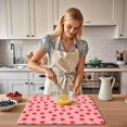 thumbnail image 2 of 18x24 Inch Strawberry Dish Drying Mat Pink Absorbent Kitchen Pad, Reversible Microfiber Drainer Protector for Countertops, Sink Areas, Coffee Bar Summer Fruits Theme, 2 of 6