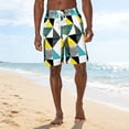 thumbnail image 2 of UVEASISHA Hawaiian Shorts for Men Geometric Palm Tree Printed Swim Trunks Elastic Waistband Bathing Suit Board Shorts Breathable Swimwear White S, 2 of 9