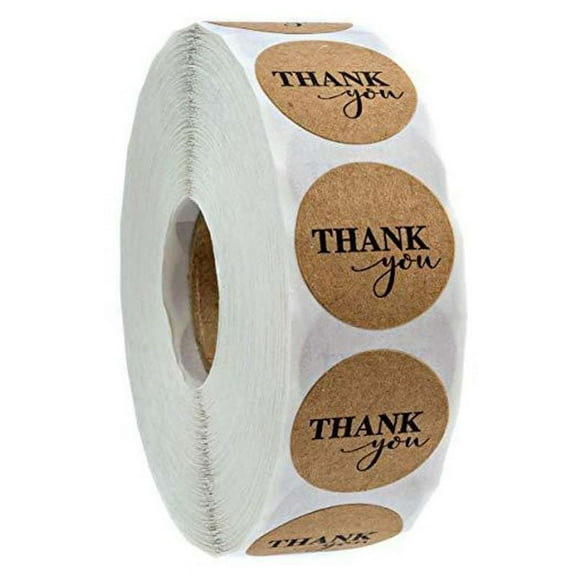 ZUARFY 500pcs/roll Round Natural Kraft Thank You Stickers Seal Labels Scrapbooking Decoration Stationery
