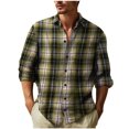 thumbnail image 2 of Wancir Men's Plaid Shirt Button Down Long Sleeve Regular-Fit Shacket Jacket Lapel Checked Oxford Gingham Shirts, 2 of 9