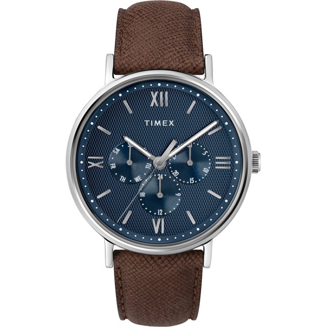Reloj multifunción Timex TW2T35100 Southview correa de cuero Marrón plateado azul para hombre