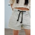 thumbnail image 4 of Women's Denim Drawstring Pockets High Rise Knee Length Pants Jorts Shorts for Casual Summer Light Blue S, 4 of 8