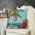 thumbnail image 2 of Hopyeer Merry Christmas Blue Ocean Beach Red Chair Decorative Throw Pillow Covers Hawaiian Coconut Trees with Xmas Lights Surfing Pillowcase  Outdoor Home Cushion Cover " (CB-Chair), 2 of 5