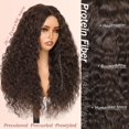 thumbnail image 2 of YKHJH Chocolate Brown 100% Protein Silk Curly Hair Wigs For Women,26 Inch Synthetic Lace Front Wig, Wear And Go Glueless Wig Upgraded with Premium Human-Hair-Like Fiber (Brown), 2 of 6