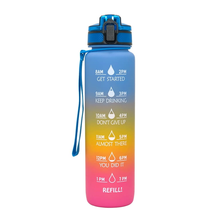 Falimottype Water Bottles with Times to drink 32 OZ Motivational