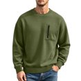 thumbnail image 4 of Men's Crewneck Sweatshirt Pullover Casual Loose Fit Sport Tops Midweight Long Sleeve Basic Sweatshirts with Zipper Chest Pocket, 4 of 6