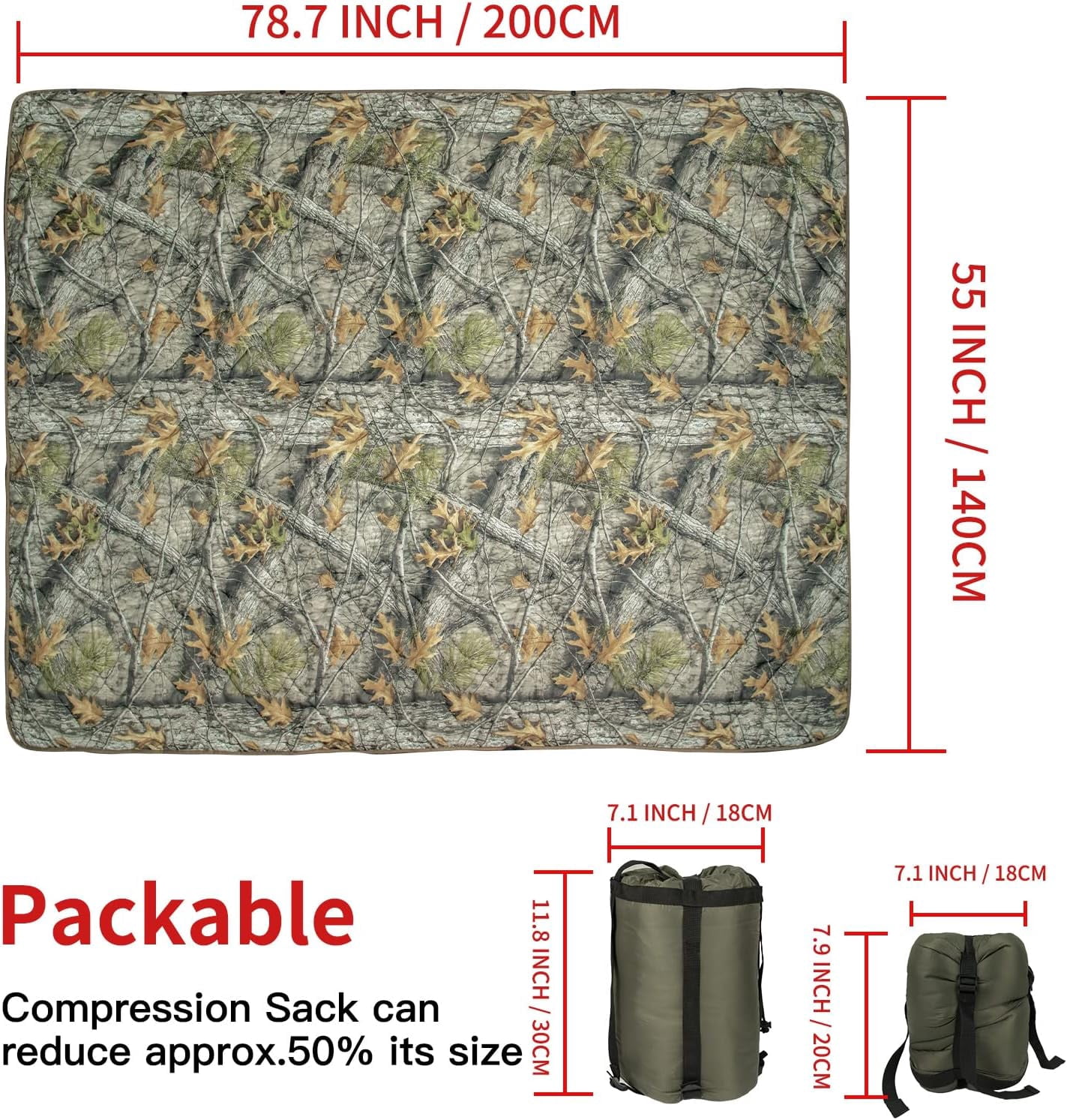 Kylebooker Poncho Liner Military Woobie Outdoor Camping Woobie Blanket for Travel, Beach, Grass, Picnic, Car Emergency, Outdoor, Survival