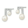 thumbnail image 2 of Primal Silver Sterling Silver Rhodium-plated 6-7mm White Button Freshwater Cultured Pearl Cubic Zirconia Earrings, 2 of 4